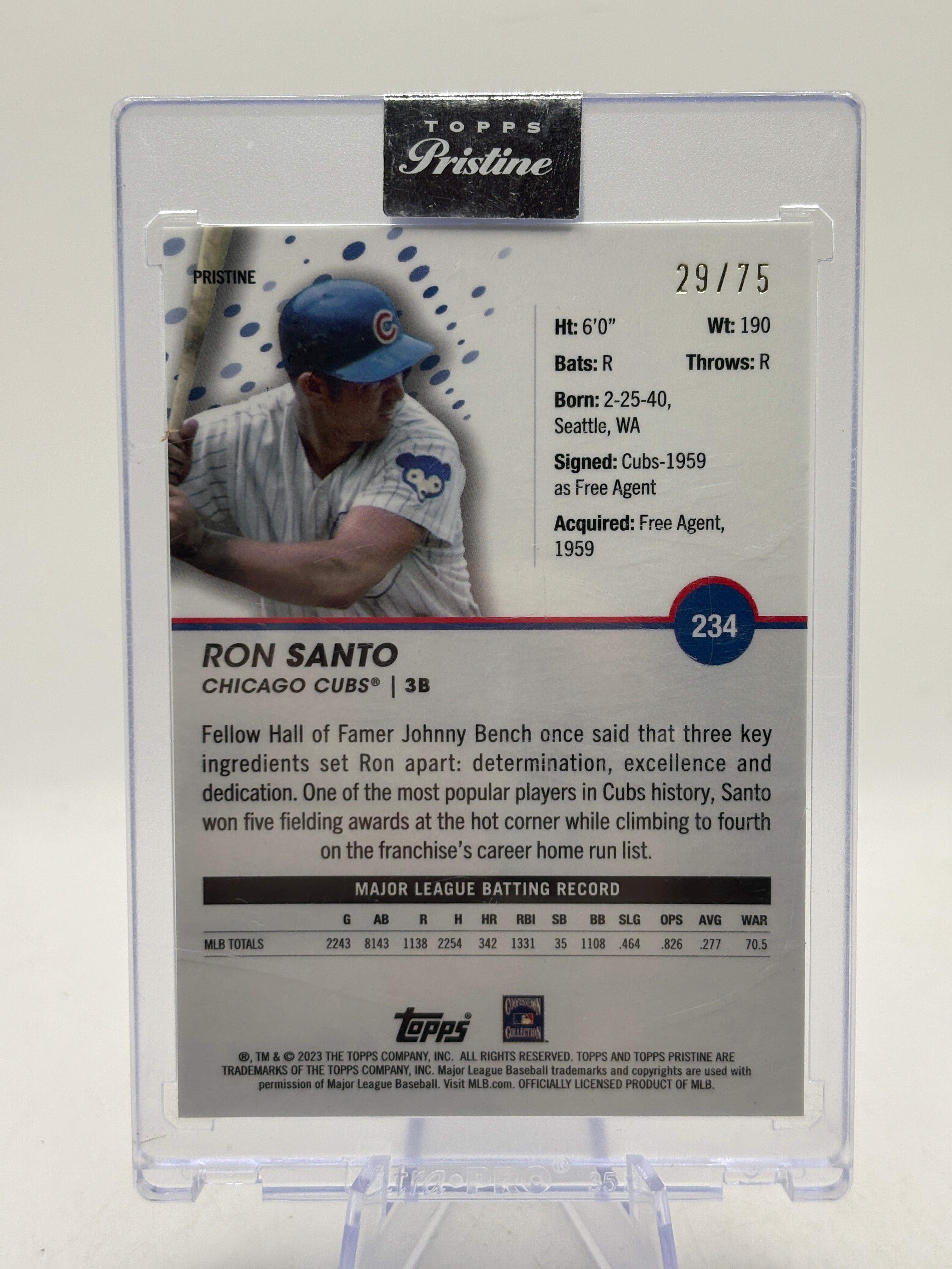 2023 Topps Pristine MLB - Ron Santo #234 Pristine 29/75 Blue, photo 2